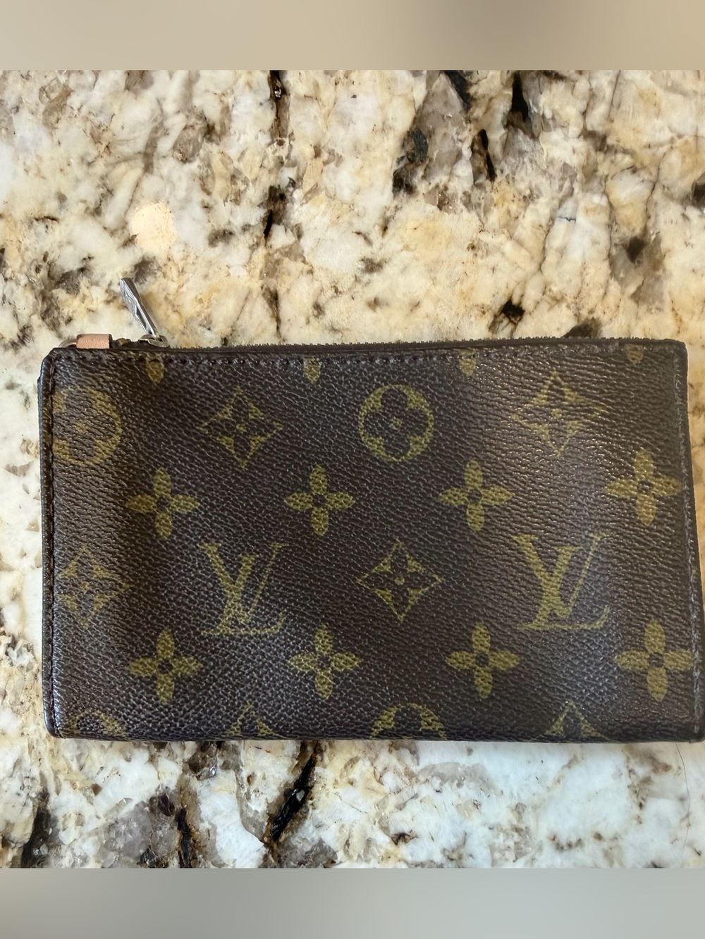 Louis Vuitton Monogram Brown and Tan Zip Pouch Wallet - Picture 6 of 7